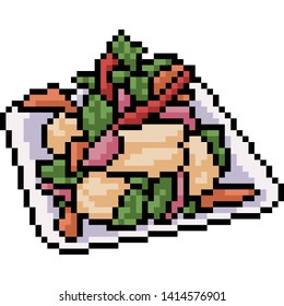 vector pixel art thai salad isolated cartoon