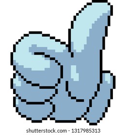 vector pixel art thumb up isolated cartoon