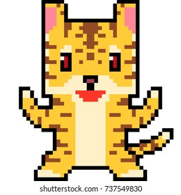 Vector Pixel Art Tiger Isolated