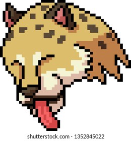 vector pixel art tiger lick isolated cartoon