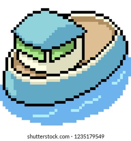 vector pixel art toy boat isolated cartoon