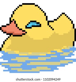 vector pixel art toy duck isolated cartoon