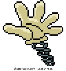vector pixel art toy hand isolated cartoon