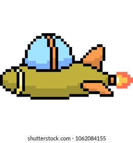vector pixel art toy plane isolated cartoon