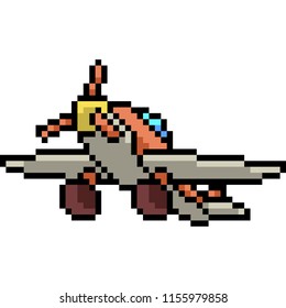 vector pixel art toy plane isolated cartoon