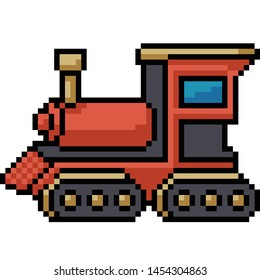 vector pixel art toy train isolated cartoon