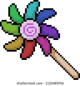 vector pixel art toy turbine isolated cartoon