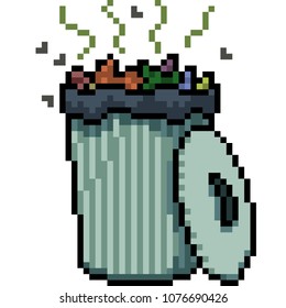 vector pixel art trash can isolated cartoon