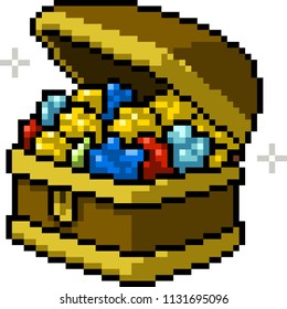 vector pixel art treasure chest isolated cartoon