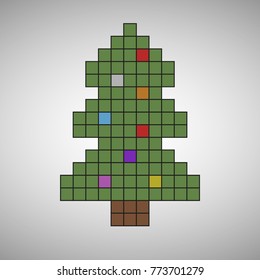 Vector pixel art with ?hristmas tree.