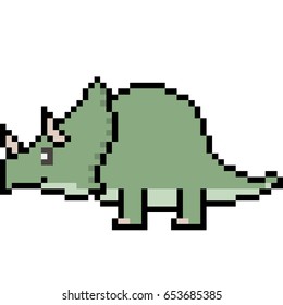 vector pixel art triceratops dinosaur