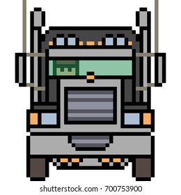 vector pixel art truck front isolated