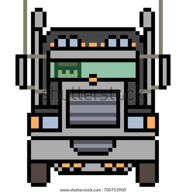 vector pixel art truck\
front isolated