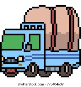 vector pixel art truck isolated