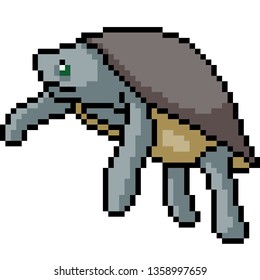 vector pixel art turtle isolated cartoon