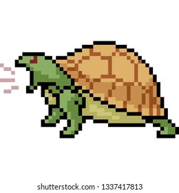 vector pixel art turtle roar isolated cartoon