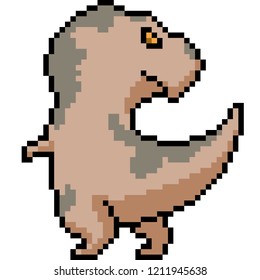 vector pixel art tyrannosaurus isolated cartoon