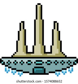 vector pixel art ufo isolated cartoon