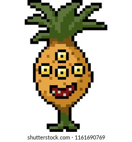 vector pixel art ugly monster isolated cartoon
