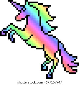 vector pixel art unicorn isolated