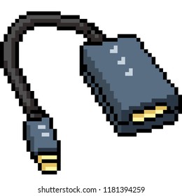 vector pixel art usb charger isolated cartoon
