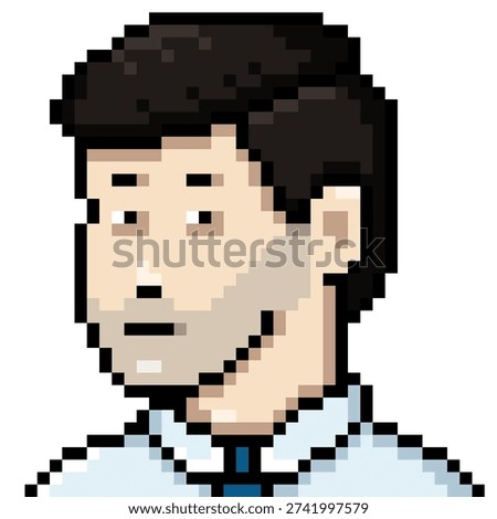 Vector Pixel Art Userpic of Man in White Shirt and Blue Necktie