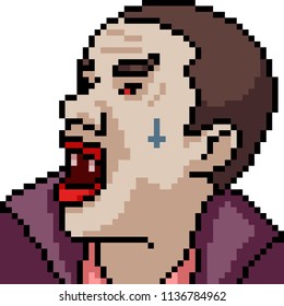 vector pixel art vampire isolated cartoon