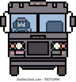 vector pixel art van front isolated