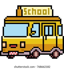 Vector Pixel Art Van School Isolated
