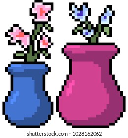 vector pixel art vase decoration isolated cartoon