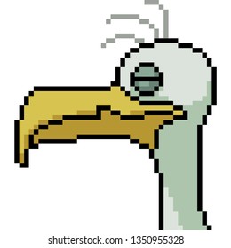 vector pixel art vulture head isolated cartoon
