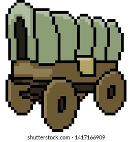 vector pixel art wagon isolated cartoon