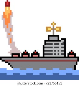 vector pixel art warship isolated