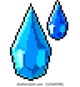 vector pixel art water drop crystal isolated cartoon
