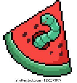 vector pixel art watermelon worm isolated cartoon