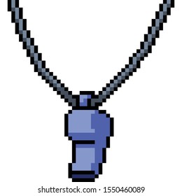 vector pixel art whistle isolated cartoon