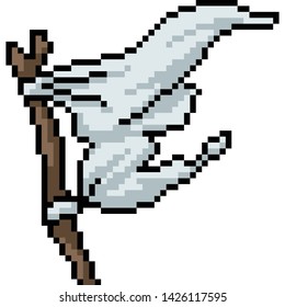 vector pixel art white flag isolated cartoon