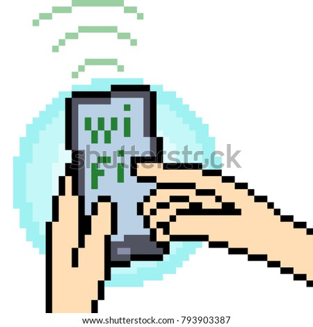 vector pixel art wifi signal isolated