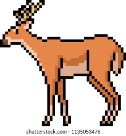 vector pixel art wild deer isolated cartoon