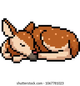 vector pixel art wild female deer isolated cartoon