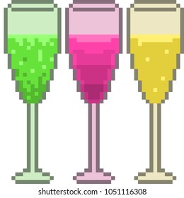 vector pixel art wine drink isolated cartoon