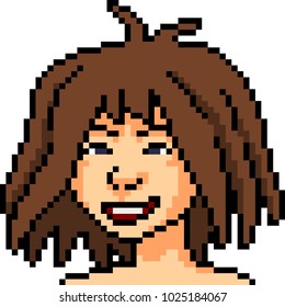 vector pixel art woman head isolated cartoon