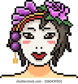 vector pixel art woman make up fancy isolated cartoon