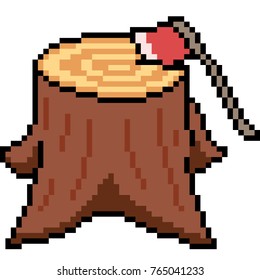 vector pixel art wood cut isolated