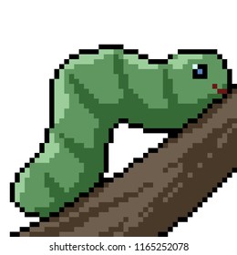 vector pixel art worm isolated cartoon
