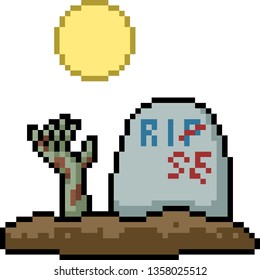 vector pixel art zombie arising isolated cartoon