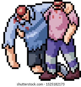 vector pixel art zombie friend isolated cartoon