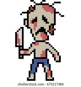 vector pixel art zombie isolated
