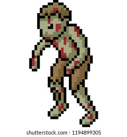 vector pixel art zombie walk isolated cartoon
