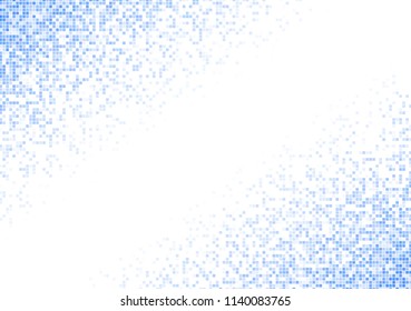 Vector pixel background. Blue-white gradient backdrop or texture. Diffused points screen.